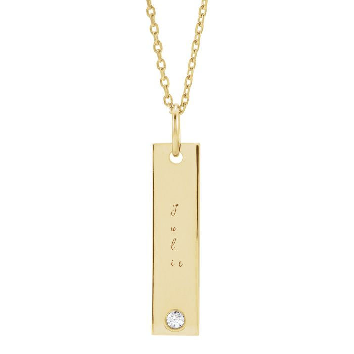 14kt yellow gold engraved bar necklace hotsell